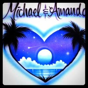 Adult Couple Personalized Airbrush Honeymoon Shirt
